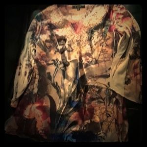 3/4 Bell Sleeve Embroidered Shirt